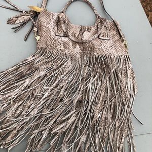 Snakeskin fringe purse
